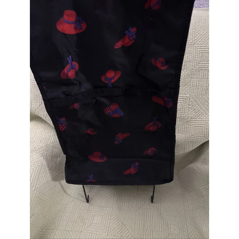 Rolling Shopping Red Hat Society Print Collapsible Cart 2 Handles 18x12x6